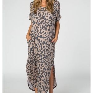 Pink Blush Leopard Maternity Dress